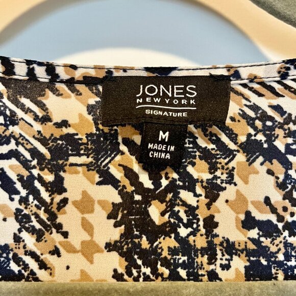 Jones New York Abstract Print Blouse V-Neck Pullover M - Picture 4 of 8